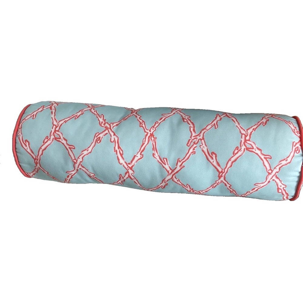 Pottery Barn Lilly Pulitzer Deep Dive Nautical Bolster Bed Pillow Coral Aqua